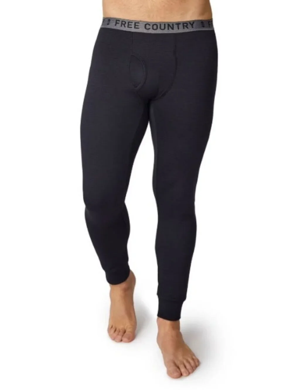 Free Country Men's Force Grid Fleece Base Layer Bottoms -Black-Size Medium-NWT